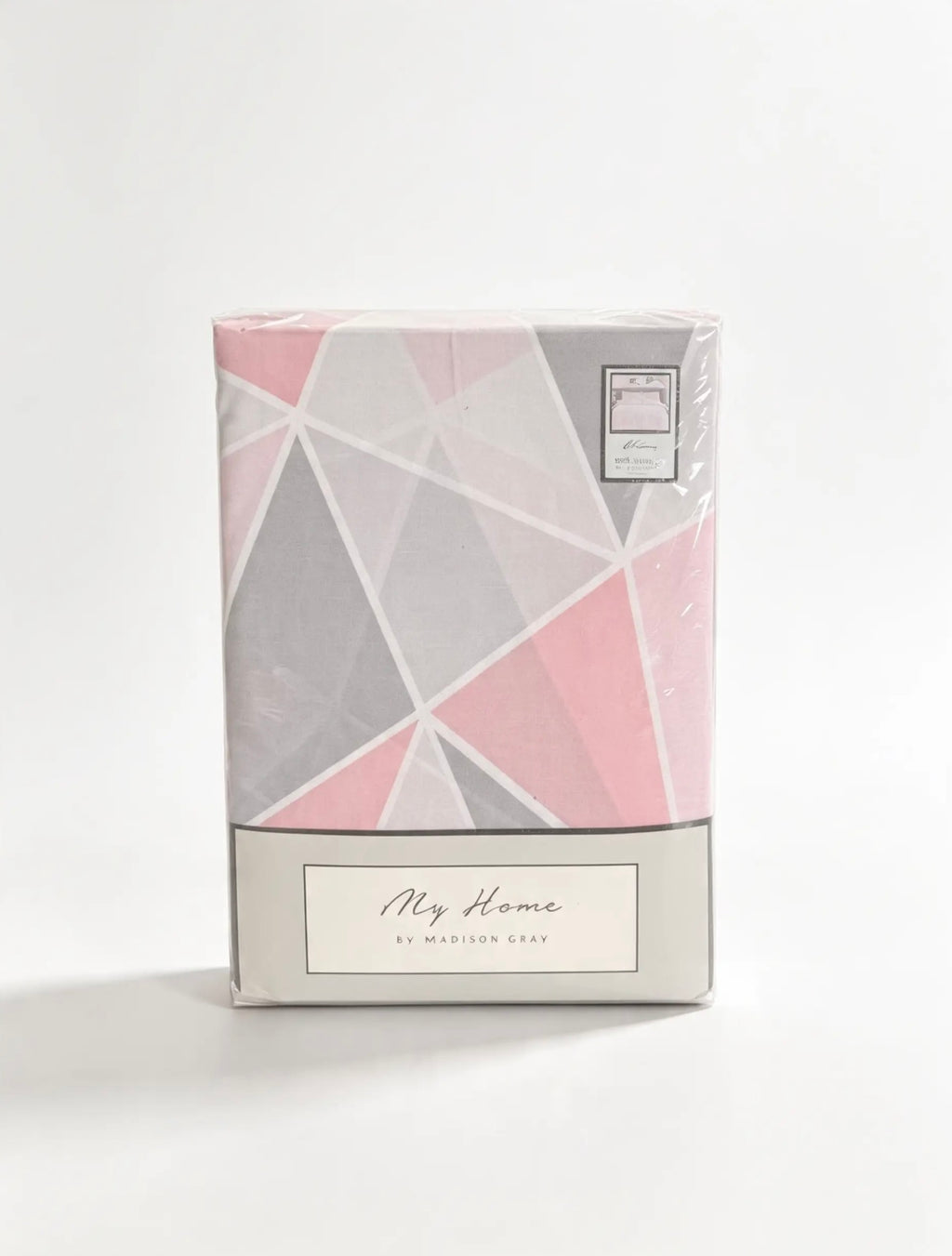 Pink Grey Geometric Duvet Cover Set | Soft Modern Bedding Set with Pillowcase(s) | Stylish Bedroom Quilt Cover | Veloria