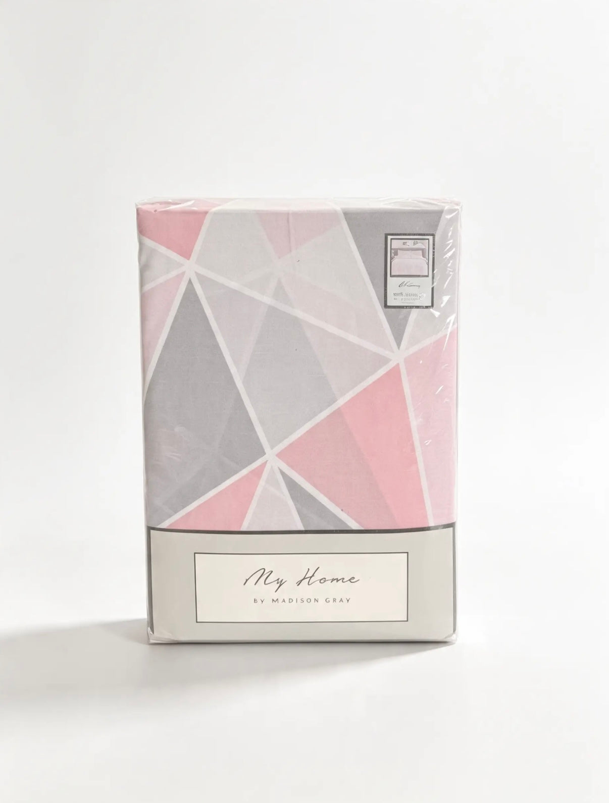 Pink Grey Geometric Duvet Cover Set | Soft Modern Bedding Set with Pillowcase(s) | Stylish Bedroom Quilt Cover | Veloria