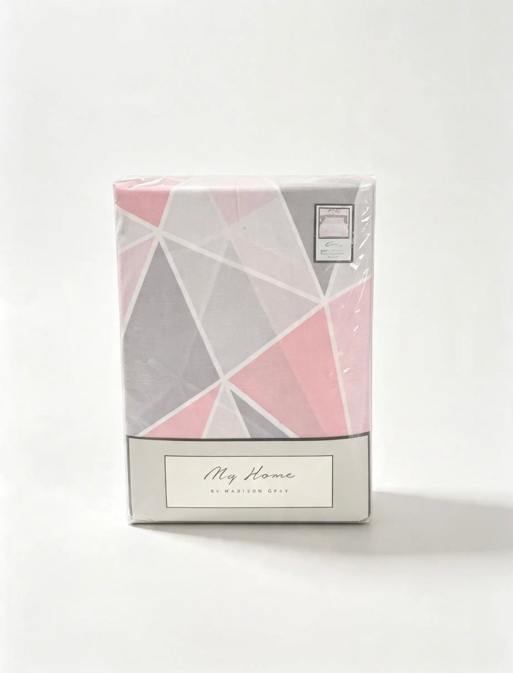 Pink Grey Geometric Duvet Cover Set | Soft Modern Bedding Set with Pillowcase(s) | Stylish Bedroom Quilt Cover | Veloria