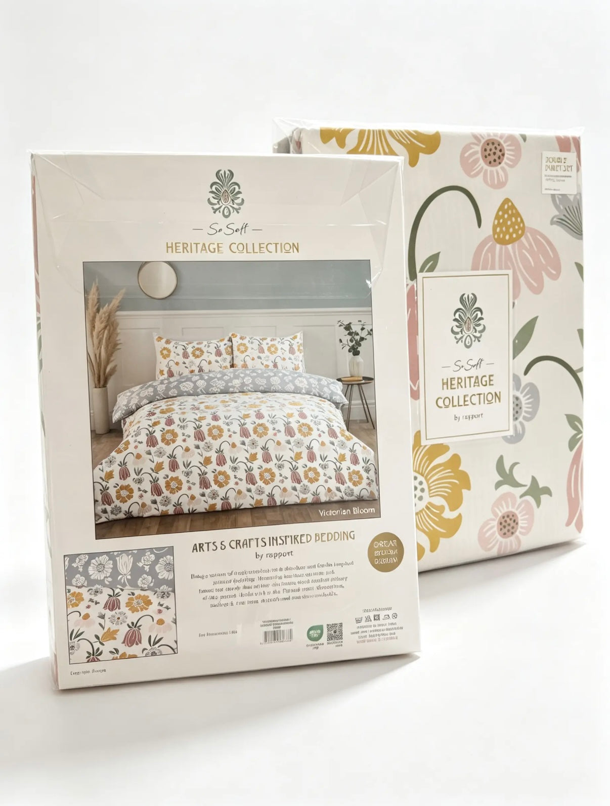 So Soft Heritage Collection Victorian Bloom Duvet Set packaging — front and back view