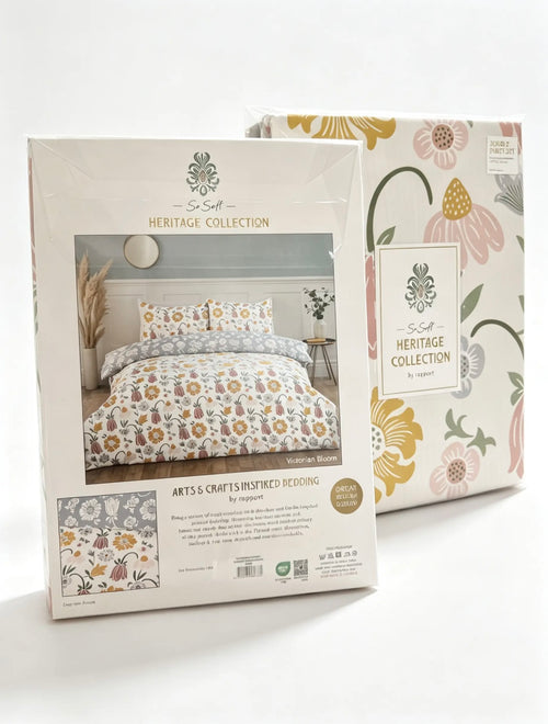 So Soft Heritage Collection Victorian Bloom Duvet Set packaging — front and back view